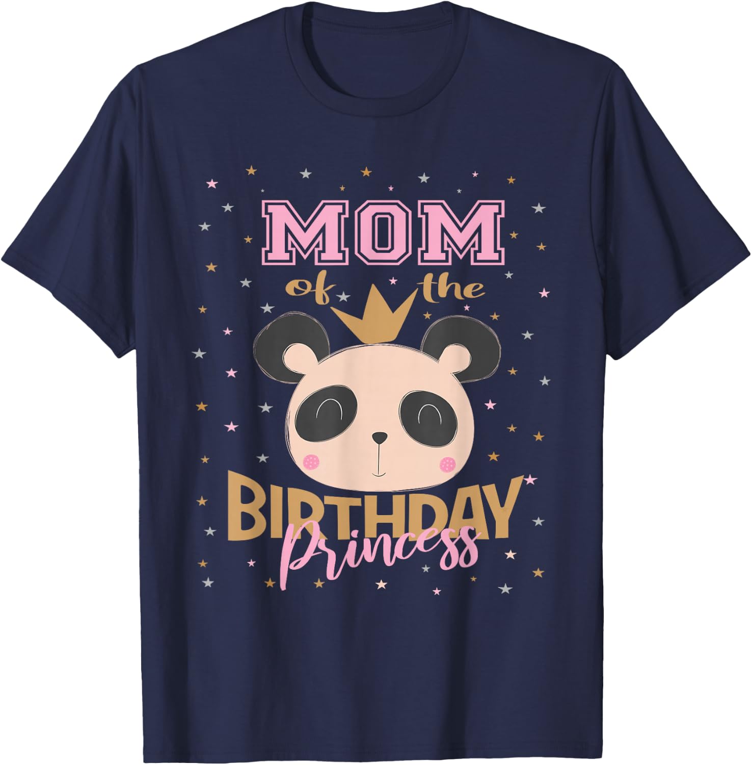 Mom Of The Birthday Princess Girl Panda Bear Party T-Shirt - T-Shirt | Navy