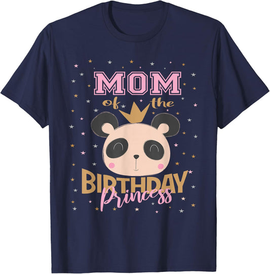 Mom Of The Birthday Princess Girl Panda Bear Party T-Shirt - T-Shirt | Navy