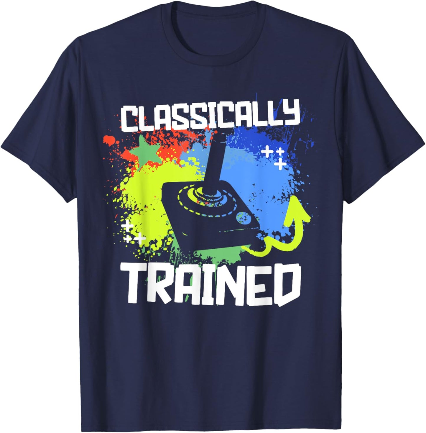 Classically Trained Video Game Retro Gaming Joystick Graphic T-Shirt - T-Shirt | Navy