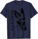 K9PrintArt Dutchie - Dutch Shepherd Dutchie , Men's Grey Small Classic Fit Short Sleeve Collarless Modern T-Shirt - T-Shirt | Navy