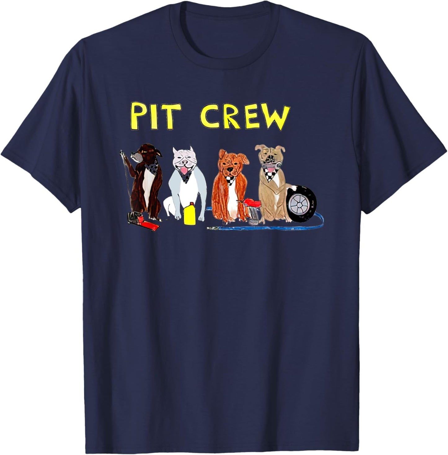 Pit Crew Dogs Funny Women T-Shirt - T-Shirt | Navy
