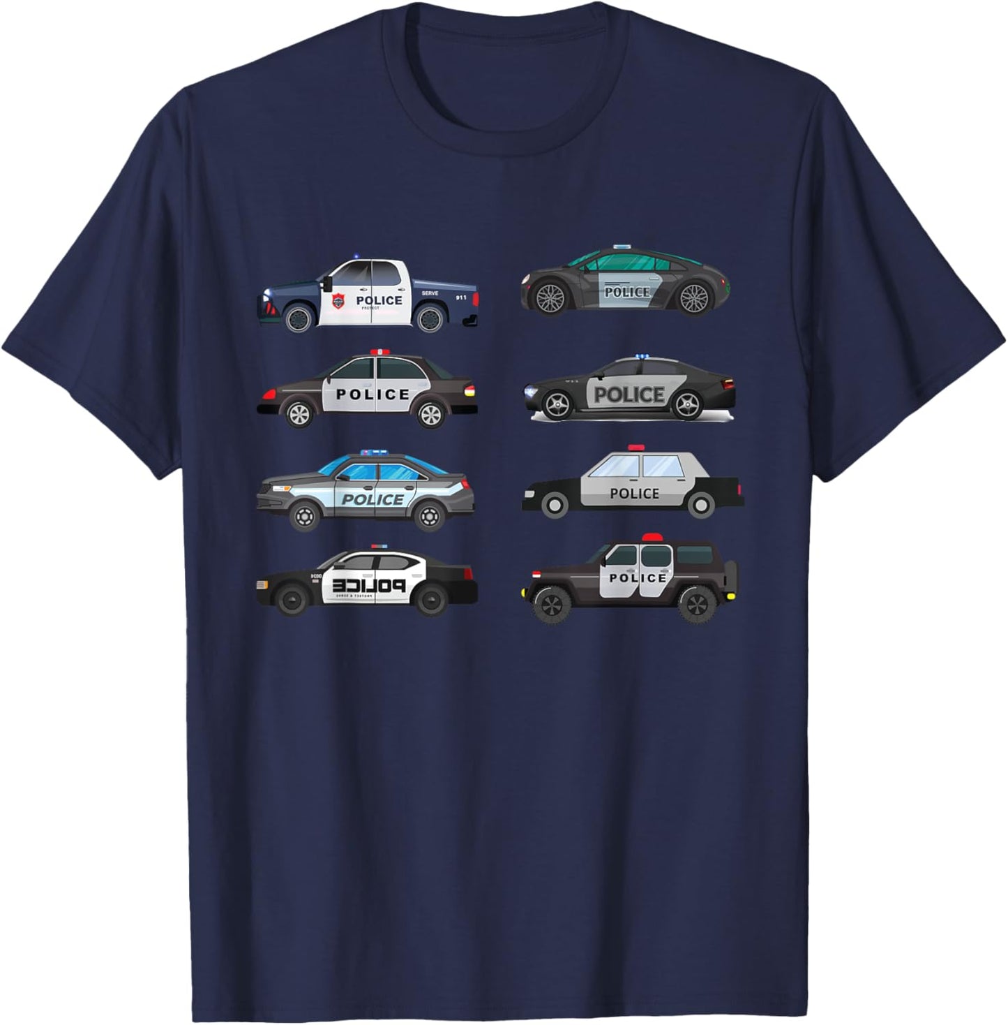 Police Cars Birthday for Boys Girls Toddlers T-Shirt - T-Shirt | Navy