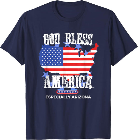 God Bless America Especially Arizona Awesome US State Design T-Shirt - T-Shirt | Navy