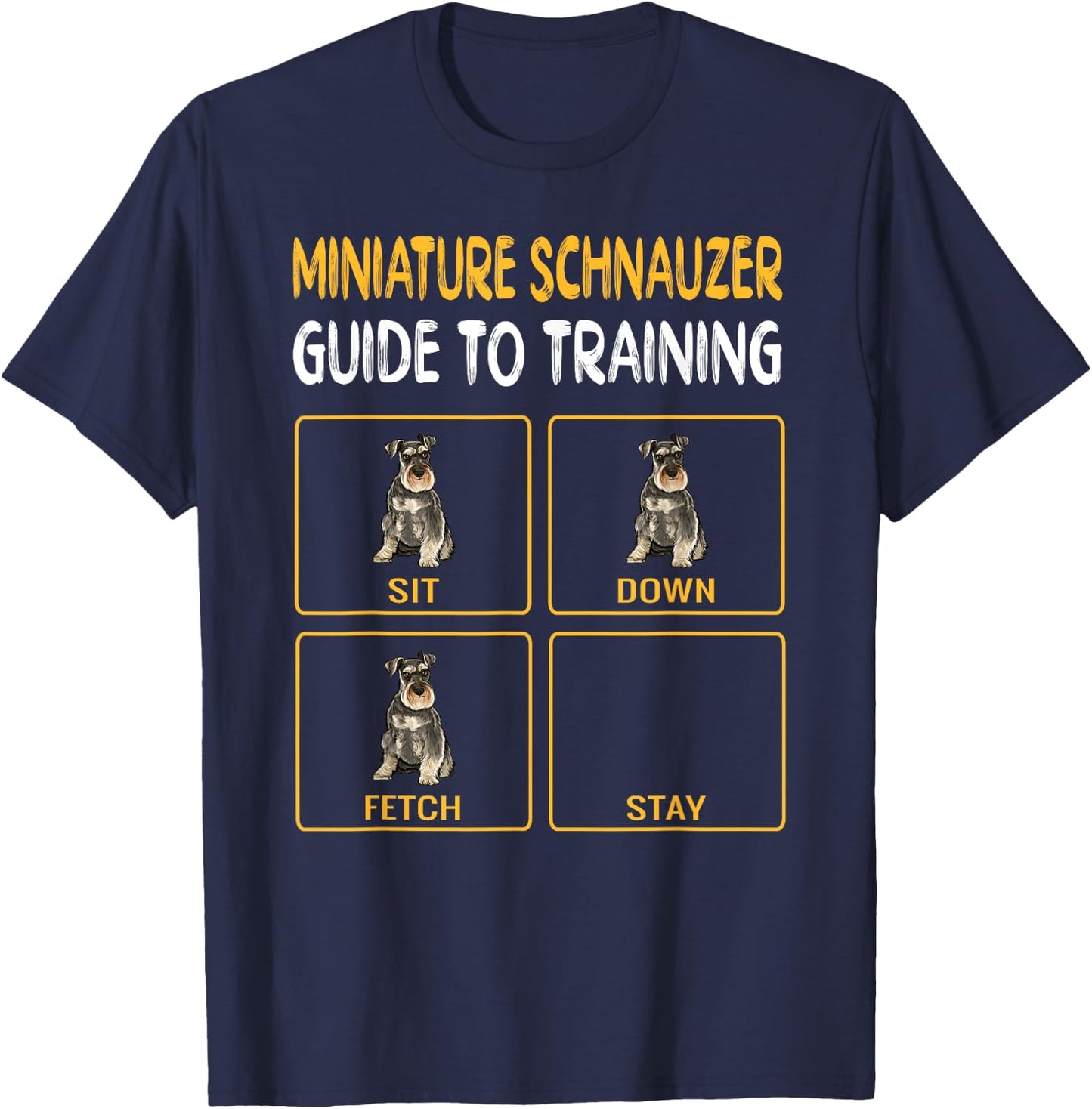 Funny Miniature Schnauzer Guide To Training Dog Obedience T-Shirt - T-Shirt | Navy