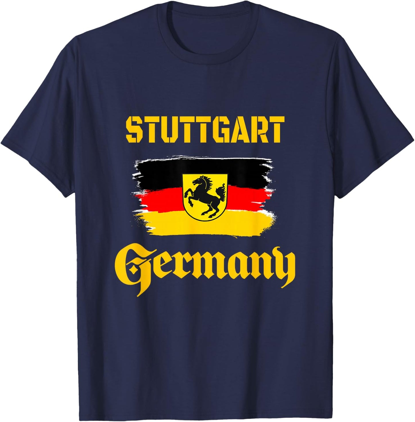 Stuttgart, Germany Deutschland shirts & gifts - Stuttgart Germany Football Souvenir - -Adults - Black - Small - Short Sleeve - Classic Fit - Cotton, Polyester T-Shirt - T-Shirt | Navy