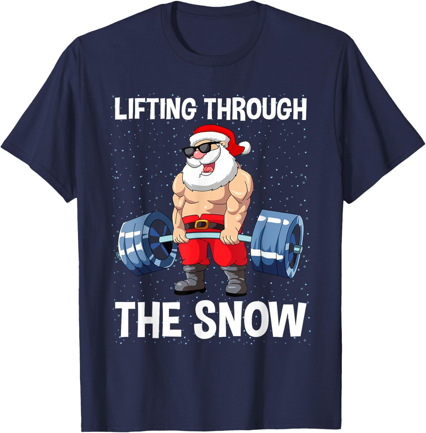 Lifting Through The Snow Gym Fitness Christmas Men Women T-Shirt - T-Shirt | Navy