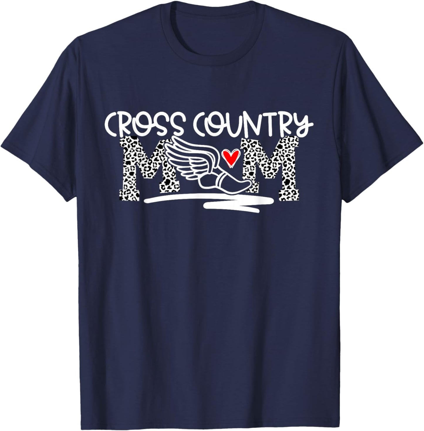 Cheetah Print Cross Country Mom Women's Black , Small T-Shirt - T-Shirt | Navy