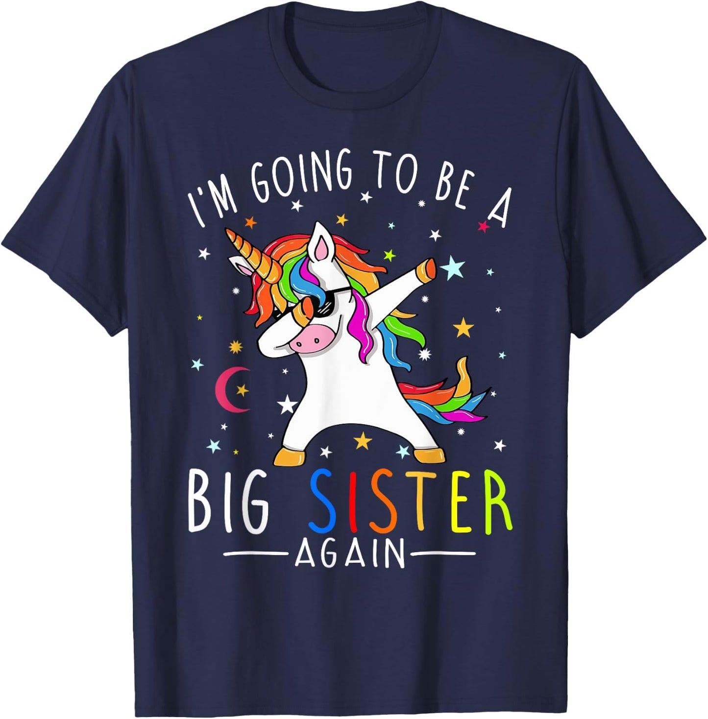 I'm Going To Be A Big Sister Again Unicorn Girl T-Shirt - T-Shirt | Navy