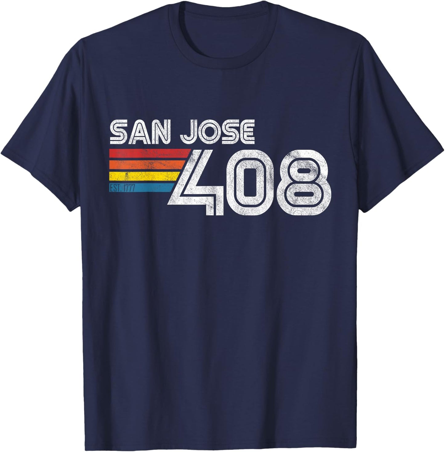 Vintage San Jose | Proud 408 California State Gift T-Shirt - T-Shirt | Navy