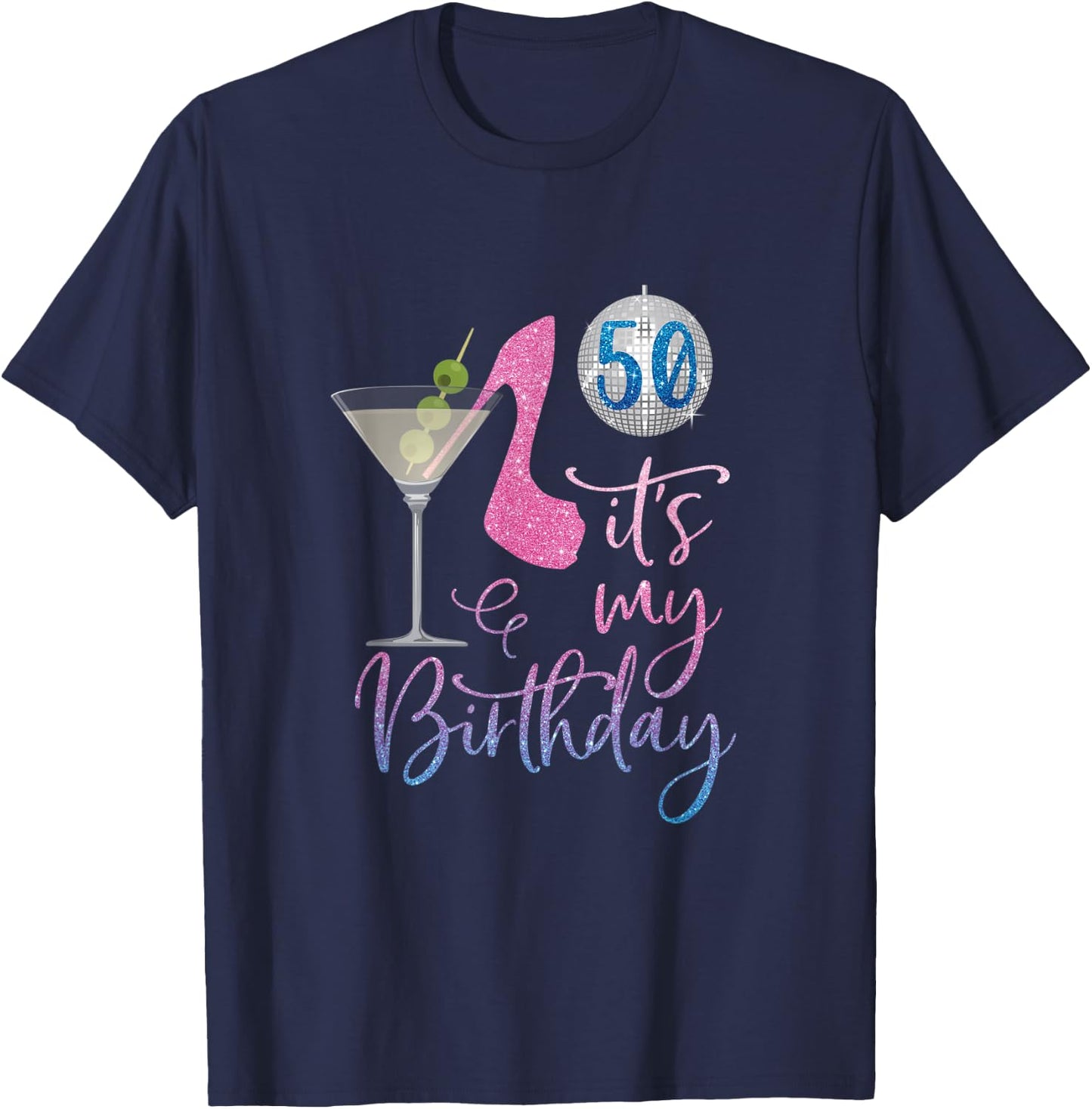 50th Birthday BFF Party Squad, 50 Fabulous Drinking Gift T-Shirt - T-Shirt | Navy