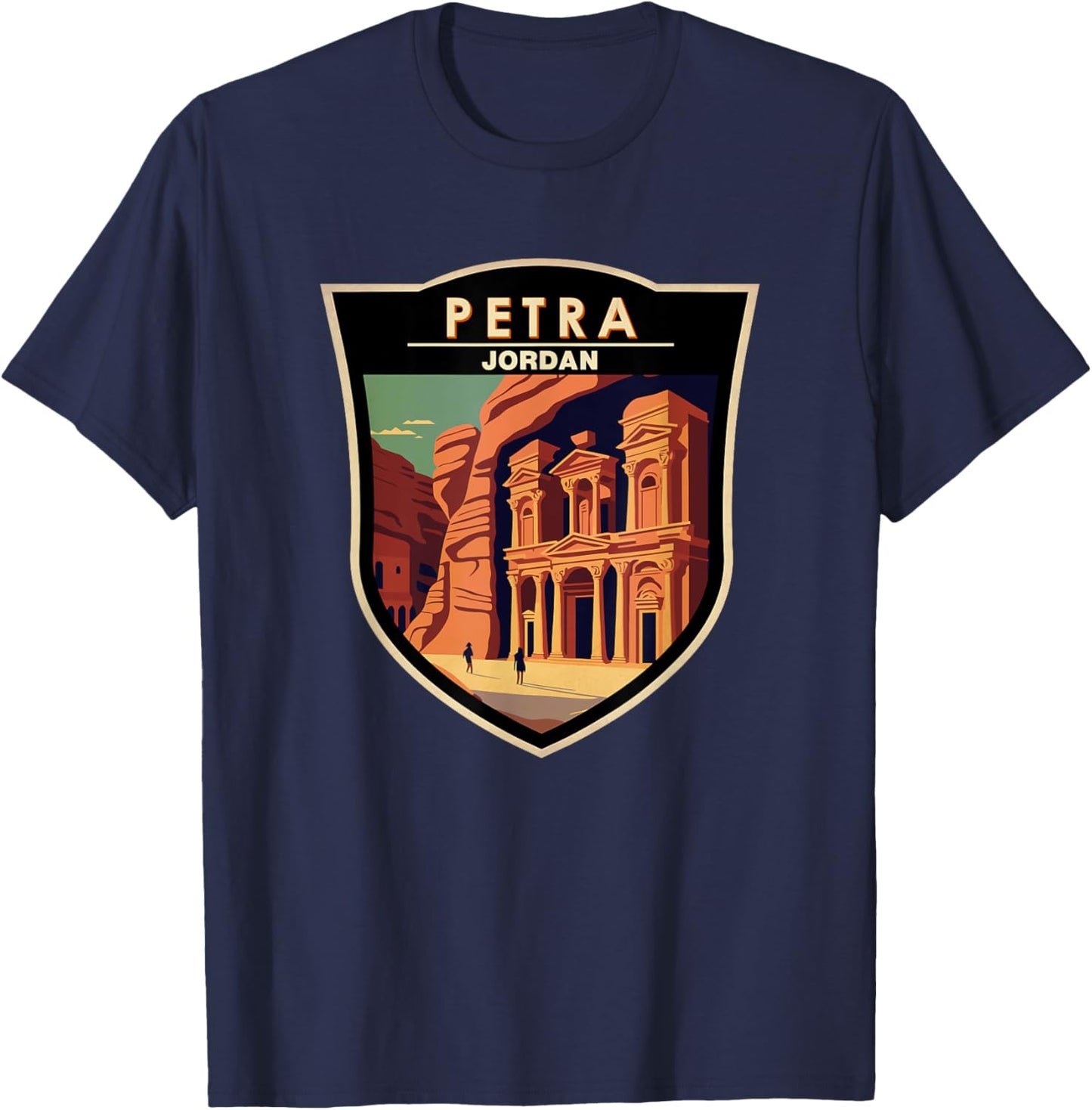 Petra Landmark Badge Vintage T-Shirt - T-Shirt | Navy