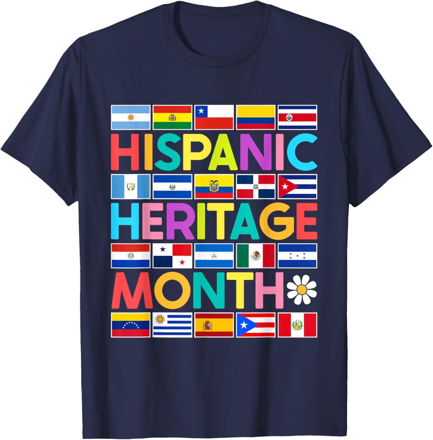 National Hispanic Heritage Month All Countries Flags T-Shirt - T-Shirt | Navy