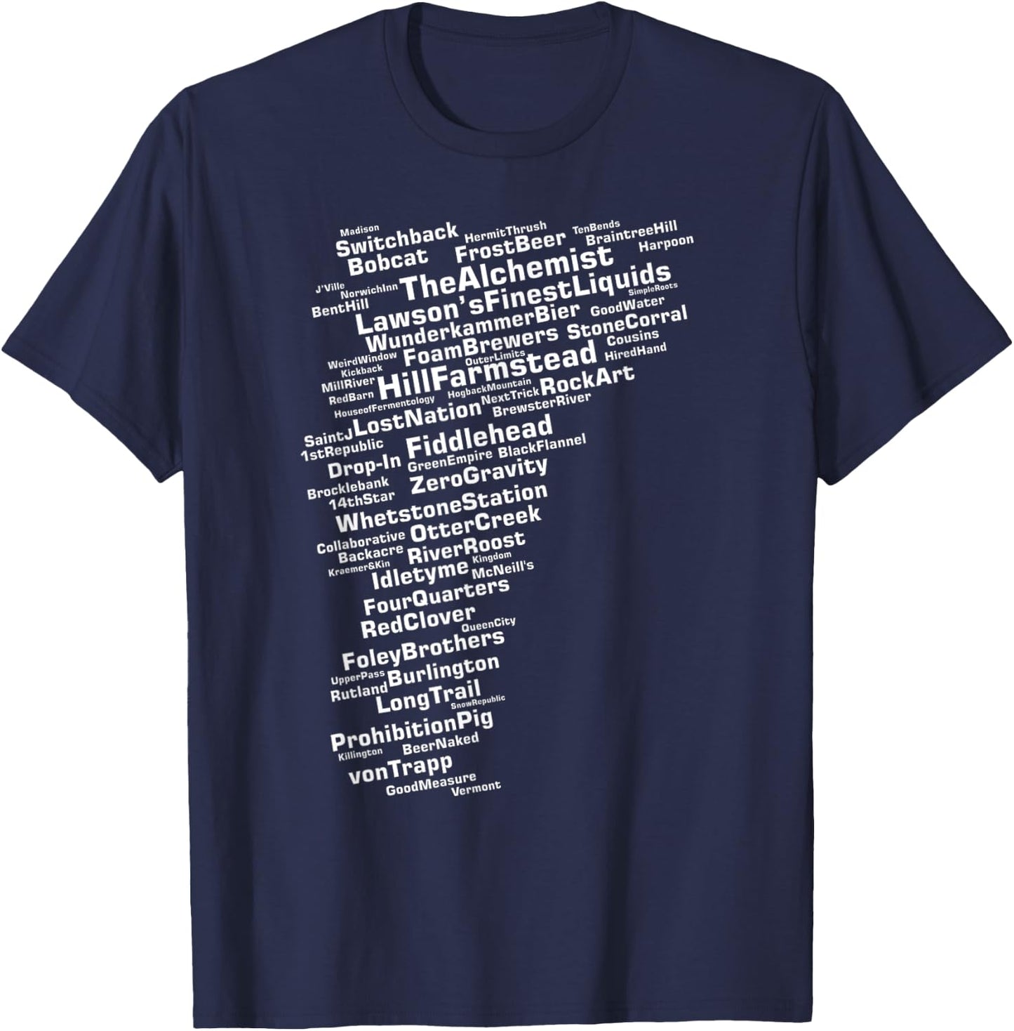 Cracked Toad Design Co. Vermont Breweries - Men's -Adults Black Small Classic Fit Short Sleeve T-Shirt - T-Shirt | Navy