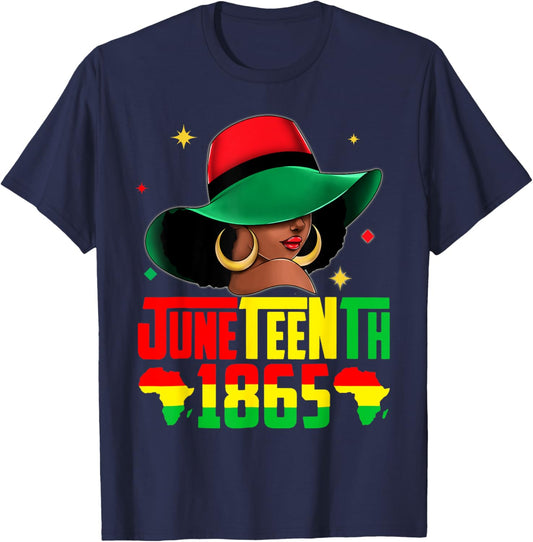 Juneteenth Black African women Hair Remembering My Ancestors T-Shirt - T-Shirt | Navy