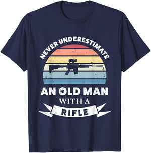 Old Man with a Rifle Funny Gun Gift Dad T-Shirt - T-Shirt | Navy