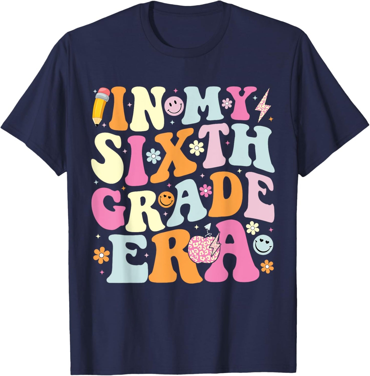 In My Sixth Grade Era Cool 6th Grade Teacher Back to School T-Shirt - T-Shirt | Navy