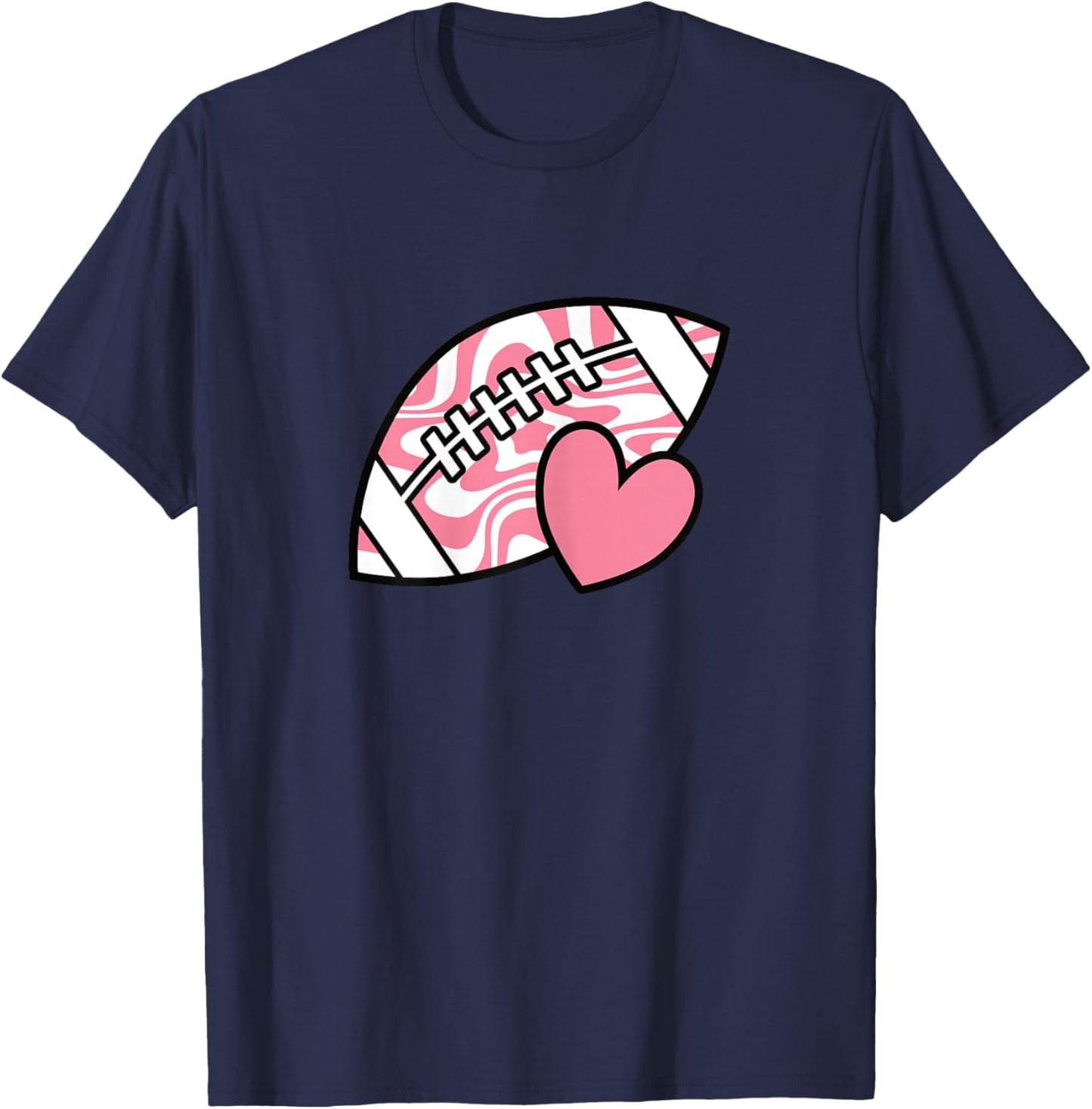 Pink Football Cute American Football Lover Women Girls T-Shirt - T-Shirt | Navy