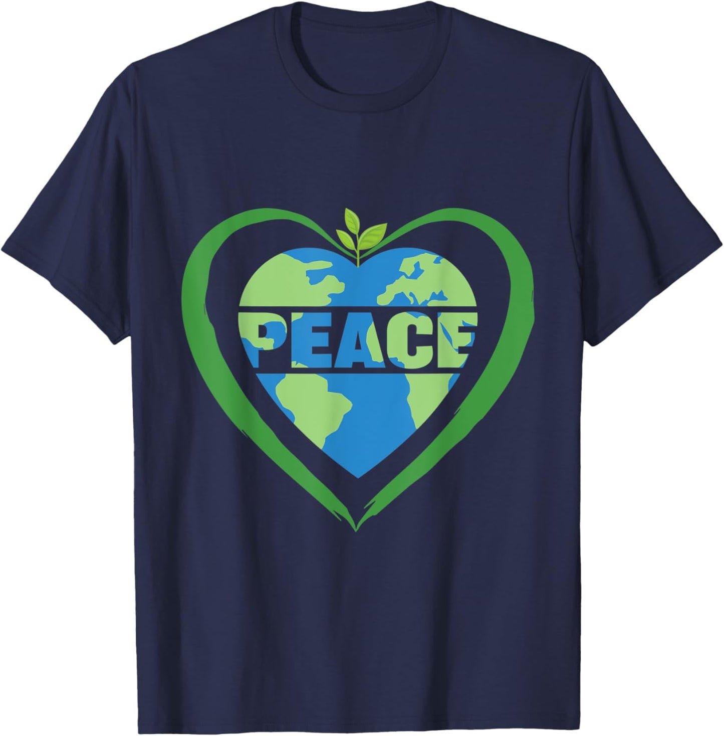 Peace Eco-friendly Heart Earth Day T-Shirt - T-Shirt | Navy