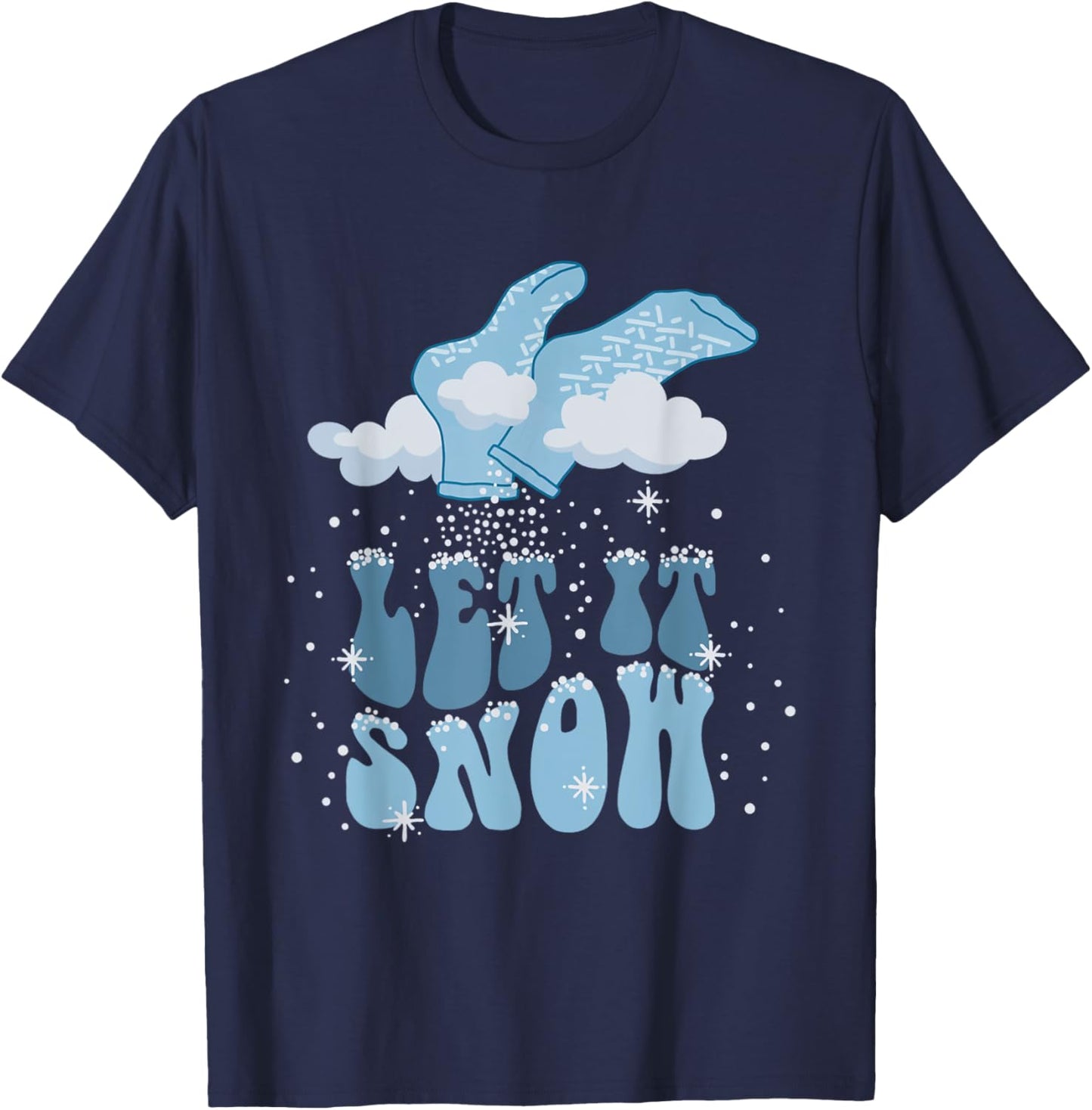 Groovy Let It Snow PCT Patient Care Tech Nurse Christmas CNA T-Shirt - T-Shirt | Navy