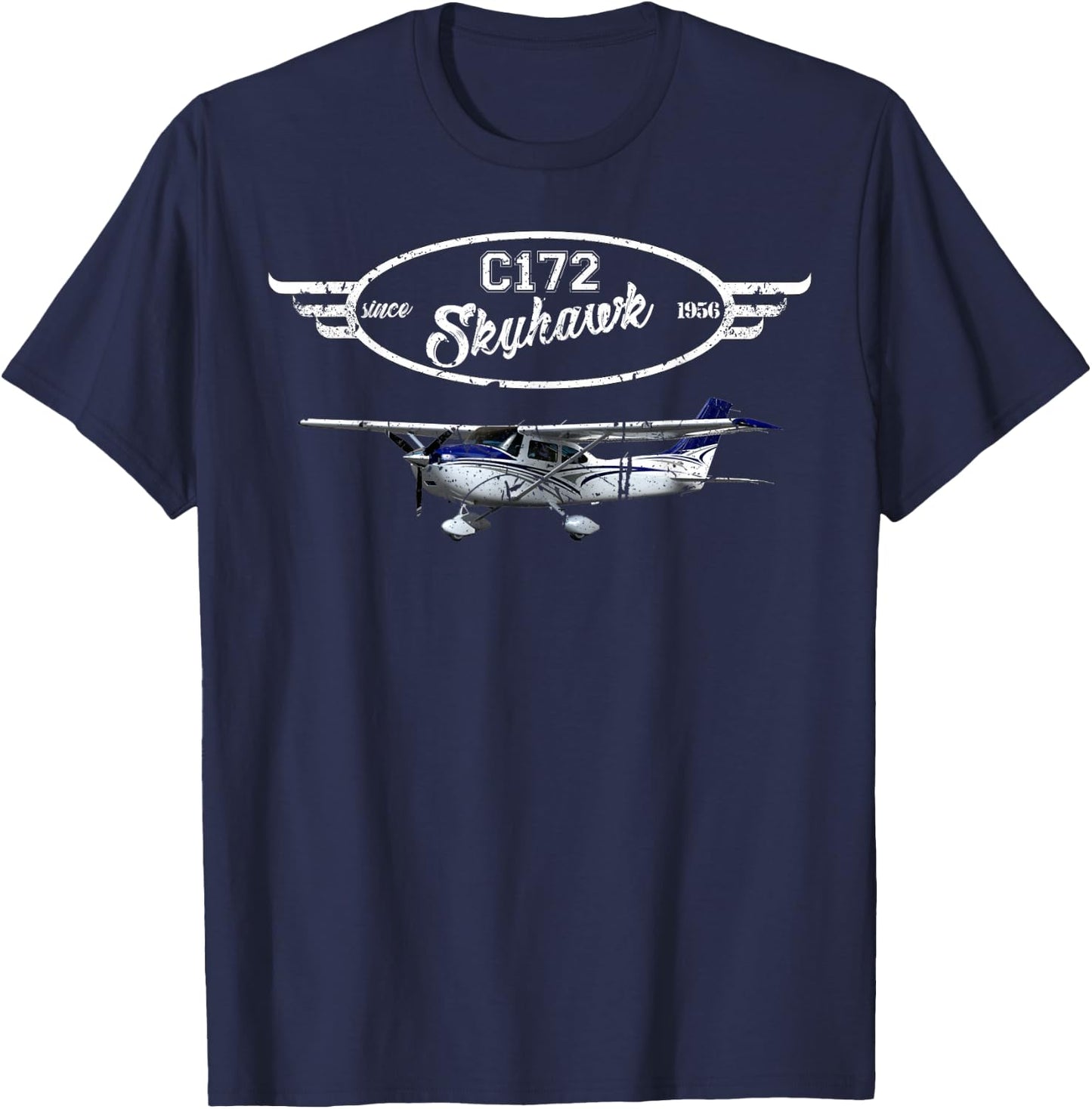 C172 SkyHawk iconic vintage style airplane T-Shirt - T-Shirt | Navy
