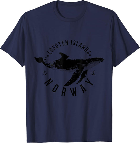 Lofoten Islands Norway Souvenir Norwegian Whale Ocean T-Shirt - T-Shirt | Navy