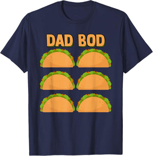 Men's Dad Bod Funny Six (6) Pack Fake Muscle Tacos Abs Gym T-Shirt - T-Shirt | Navy
