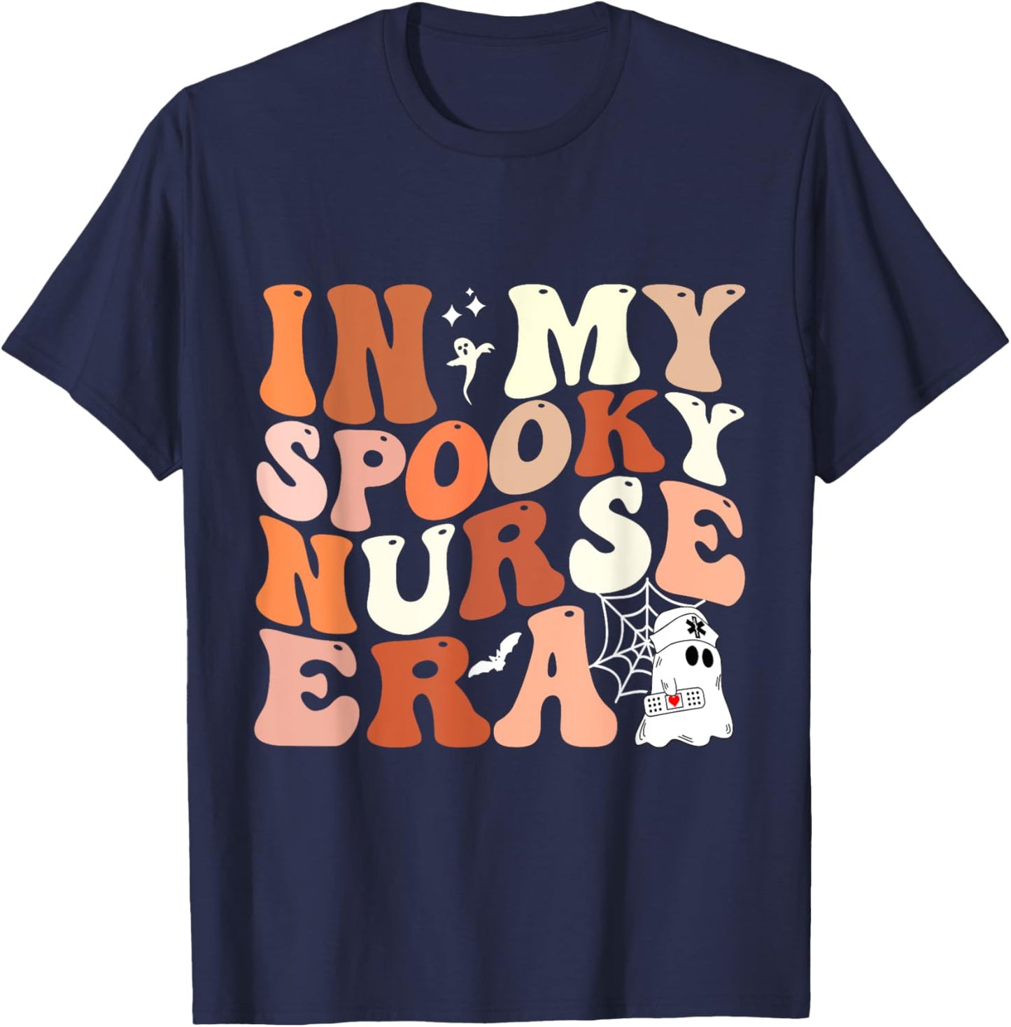 In My Spooky Nurse Era Nicu Halloween Funny Ghost T-Shirt - T-Shirt | Navy