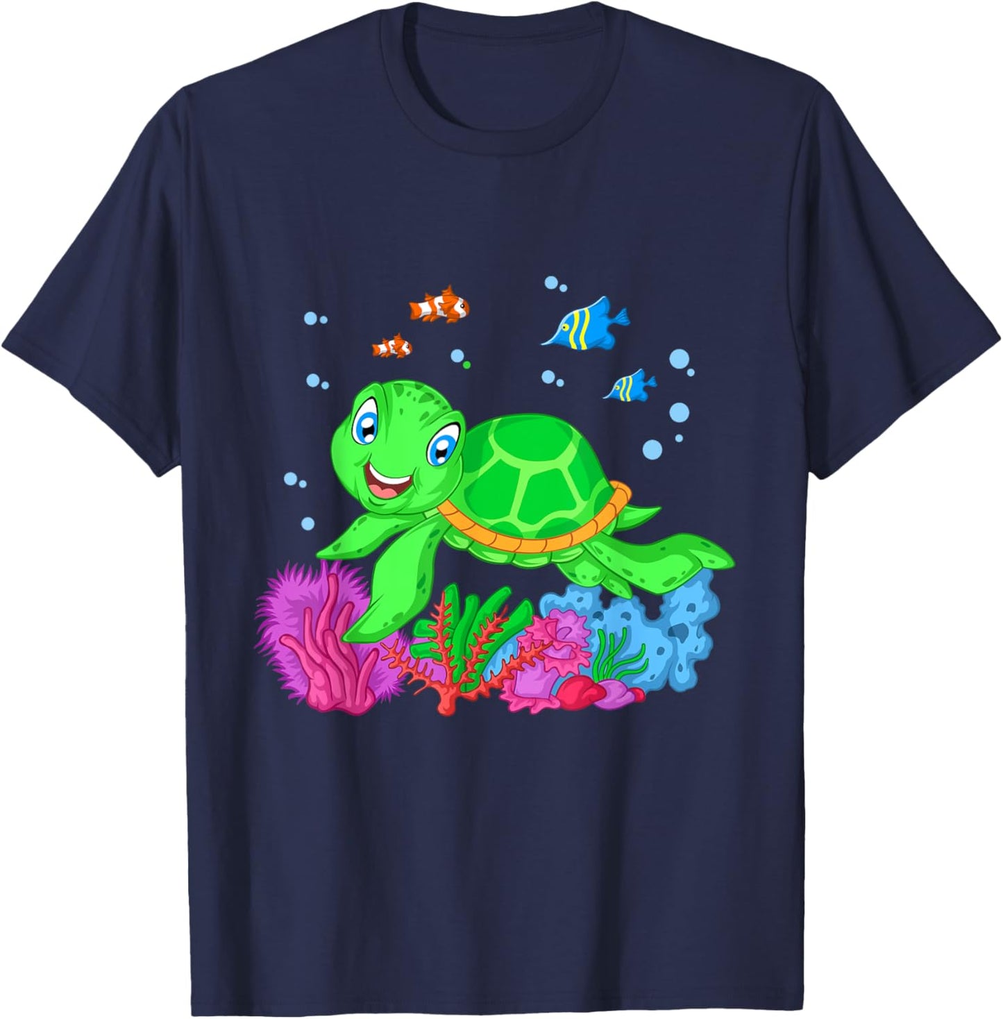 Turtle Cute Sea Animal | Ocean Creature Adult & Kids T-Shirt - T-Shirt | Navy