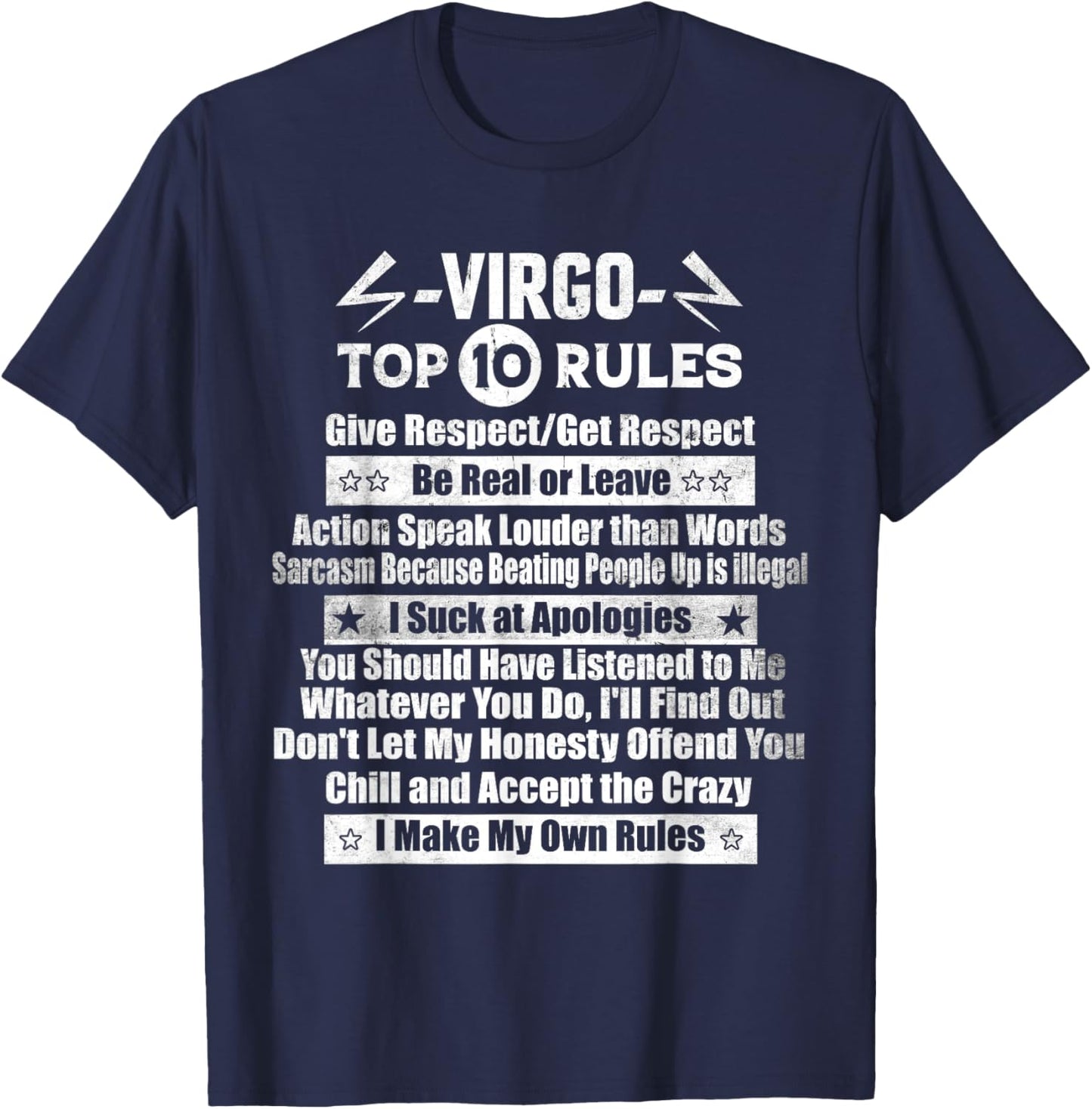 Zodiac Sign Funny Top 10 Rules Of Virgo Funny Horoscope T-Shirt - T-Shirt | Navy