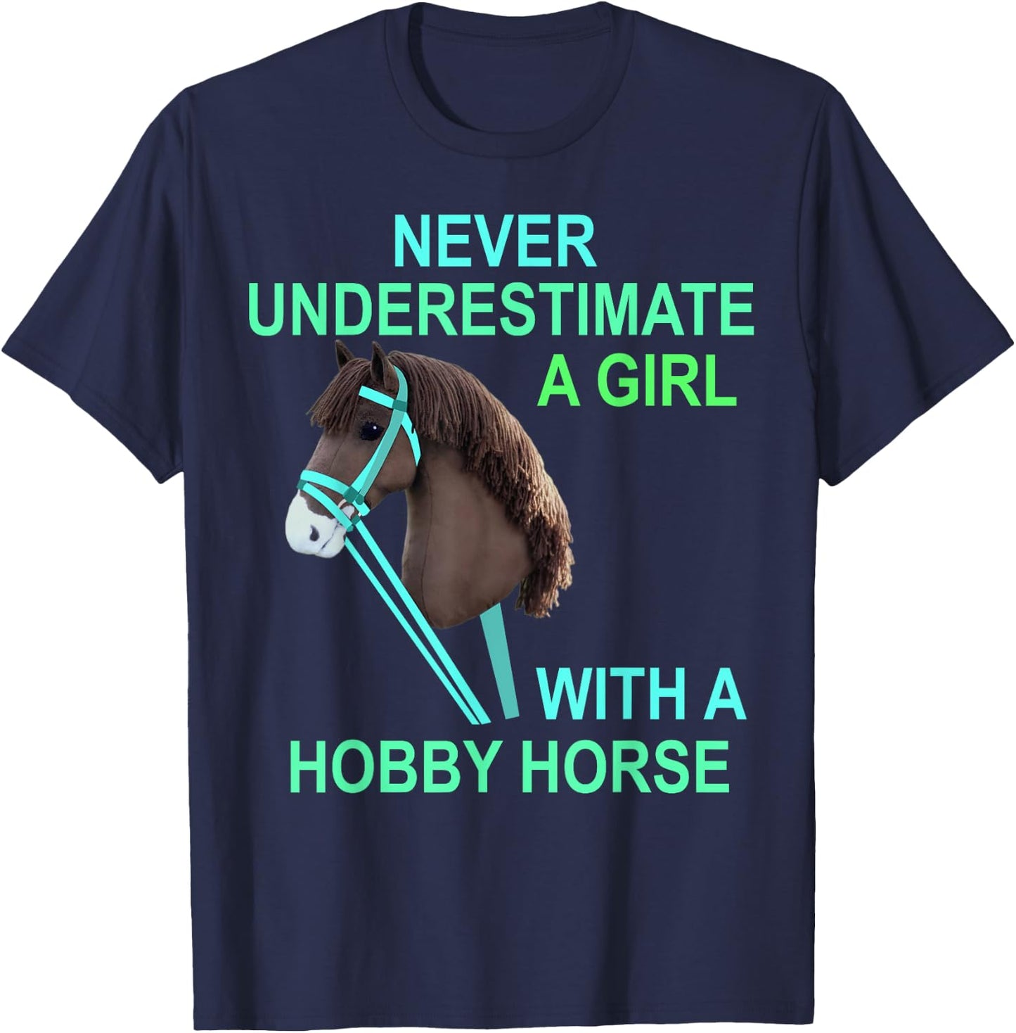 Unterschätze niemals ein Girl mit Horse Gift T-Shirt - T-Shirt | Navy