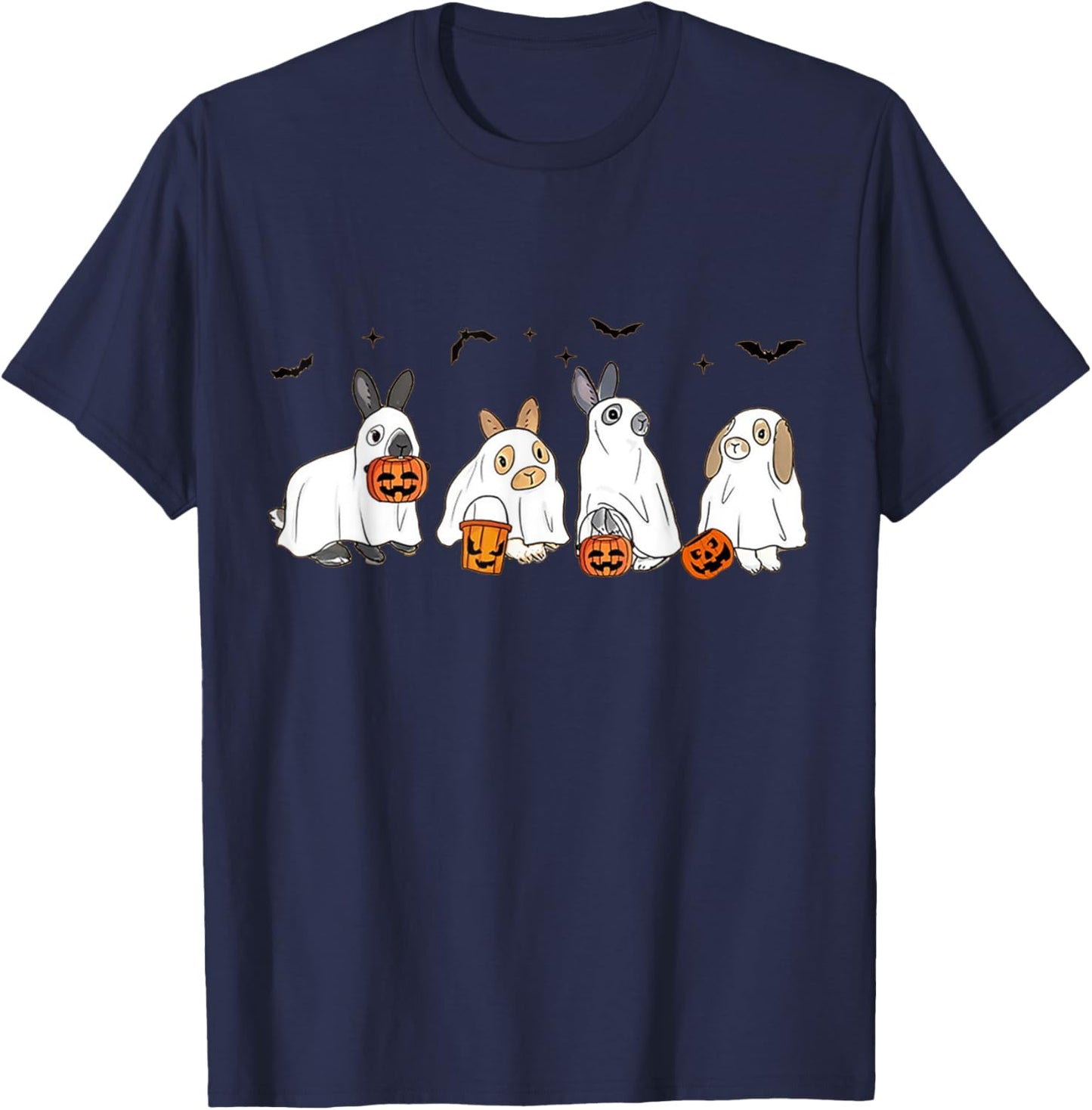 Cute Fall Ghost Bunny Rabbit Halloween Costume Spooky Season T-Shirt - T-Shirt | Navy