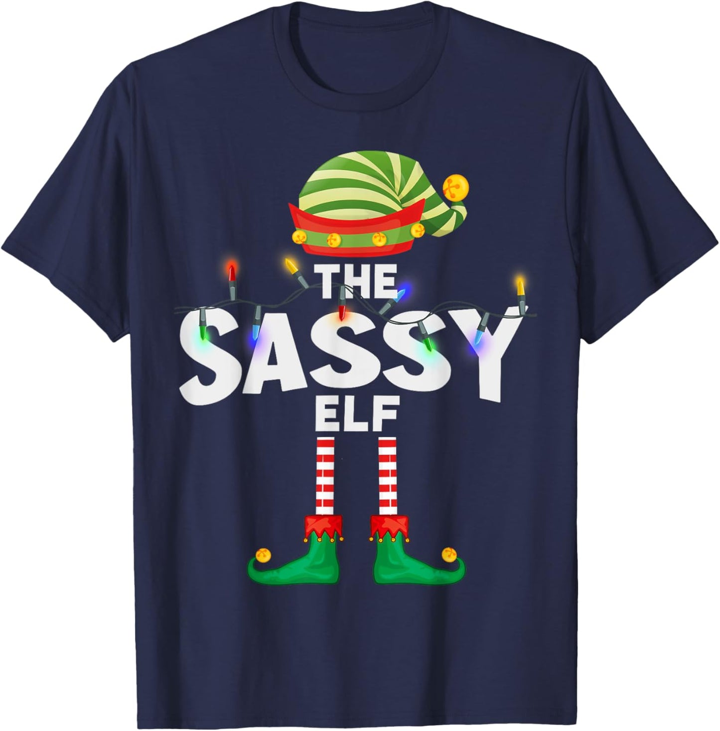 The Sassy Elf Christmas Matching Family T-Shirt - T-Shirt | Navy