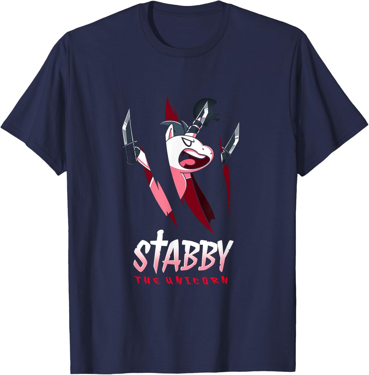 Stabby the Unicorn T-Shirt - T-Shirt | Navy