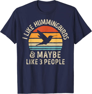I Like Hummingbirds And Maybe 3 People Hummingbird Vintage T-Shirt - T-Shirt | Navy