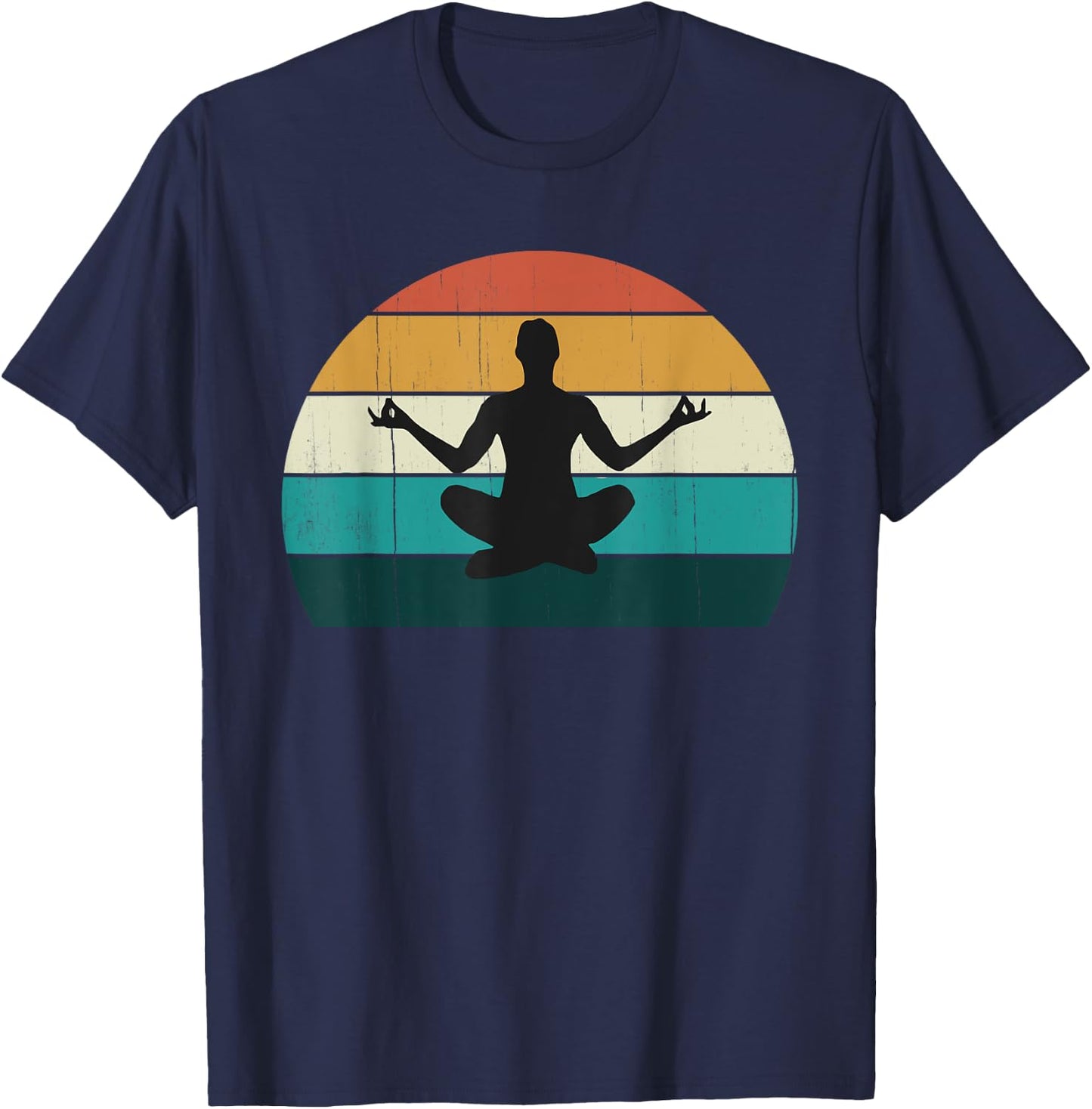 Retro Yoga Pose: Vintage Mind Meditation / Body Workout Yogi T-Shirt - T-Shirt | Navy