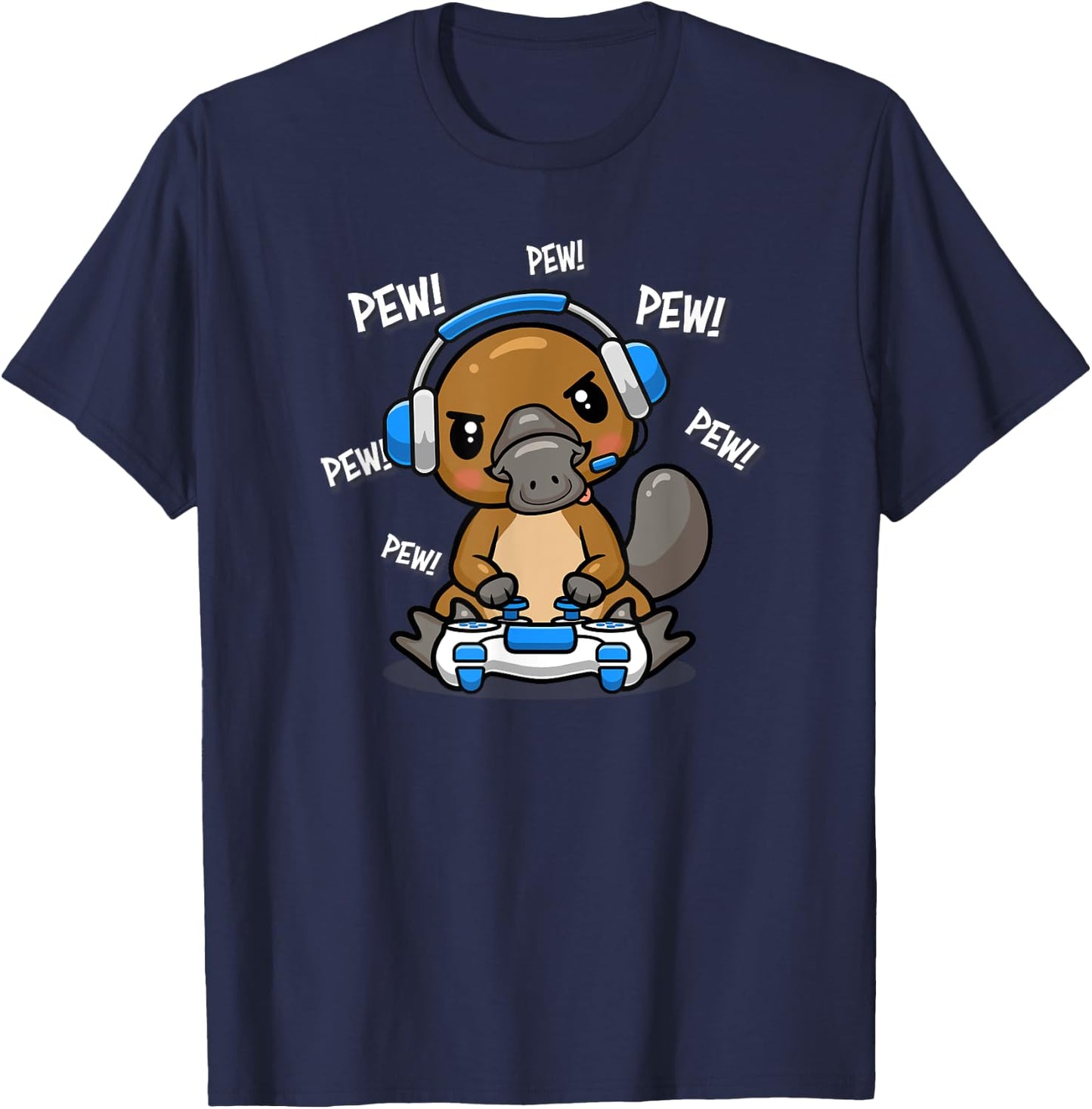 Cute Kawaii Gamer Platypus Lover T-Shirt - T-Shirt | Navy