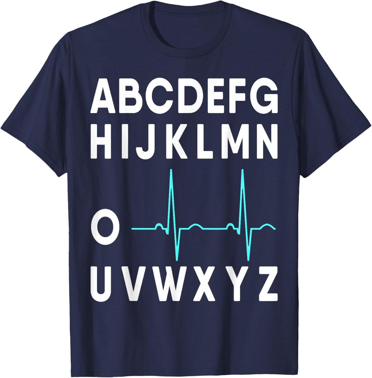 Med School Co. EKG Alphabet Heartbeat Line Doctor Nurse T-Shirt - T-Shirt | Navy