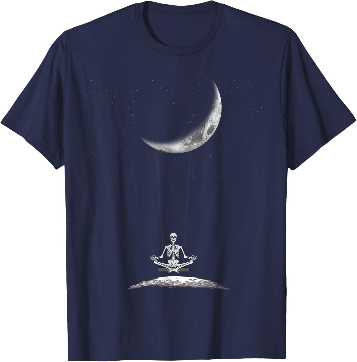 Yoga Skeleton On Moon Spooky Halloween for a Yoga Fan T-Shirt - T-Shirt | Navy