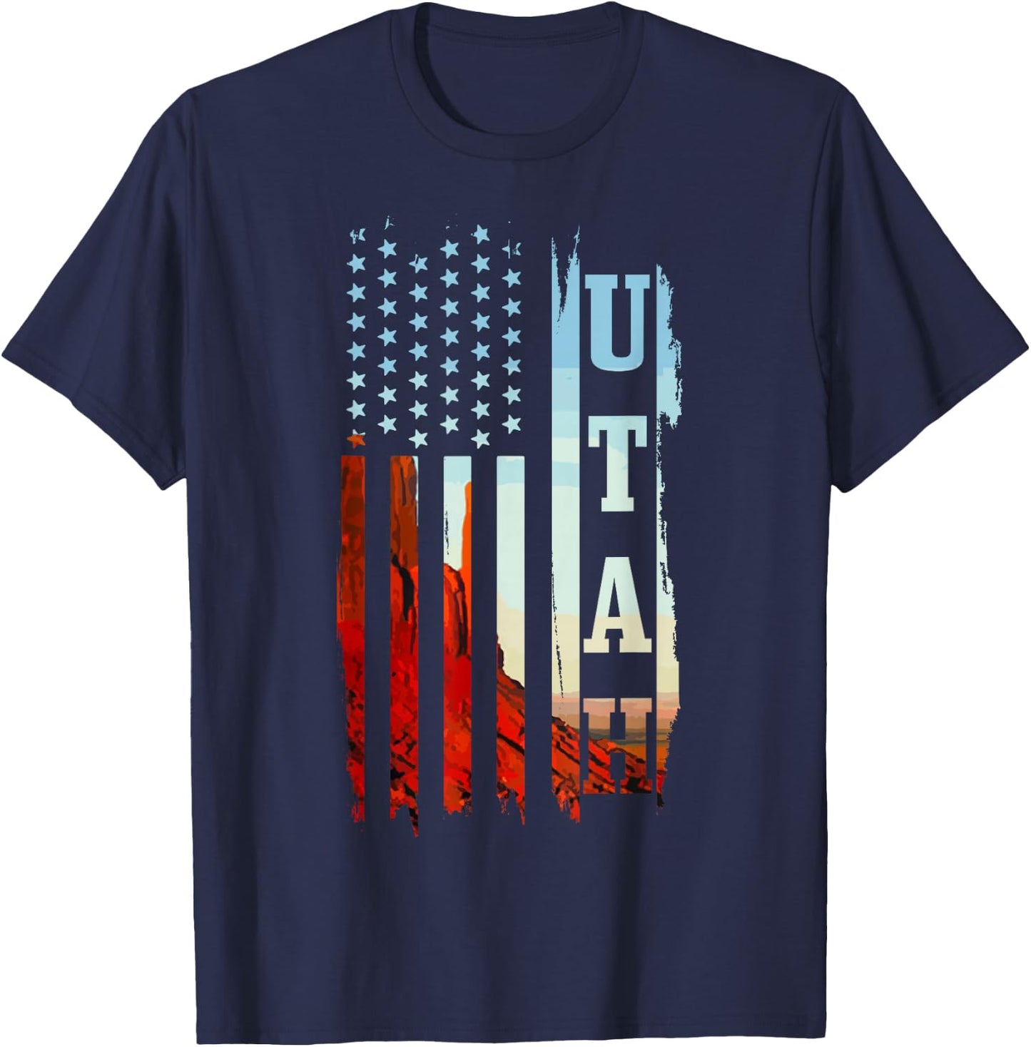 Utah American Flag Pride Grand Canyon Patriotic Gift T-Shirt - T-Shirt | Navy