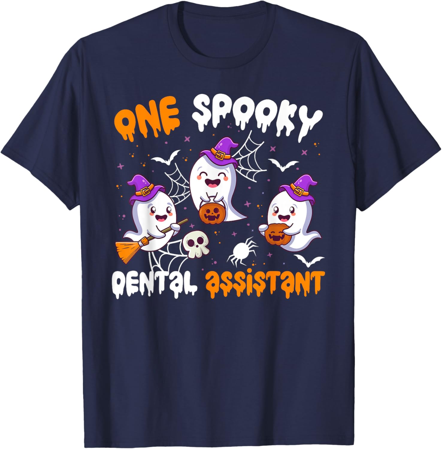 One Spooky Dental Assistant Halloween Dental Assisting T-Shirt - T-Shirt | Navy