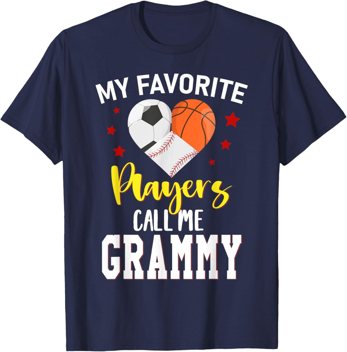My Favorite Players Baseball Basketball Soccer GRAMMY T-Shirt - T-Shirt | Navy