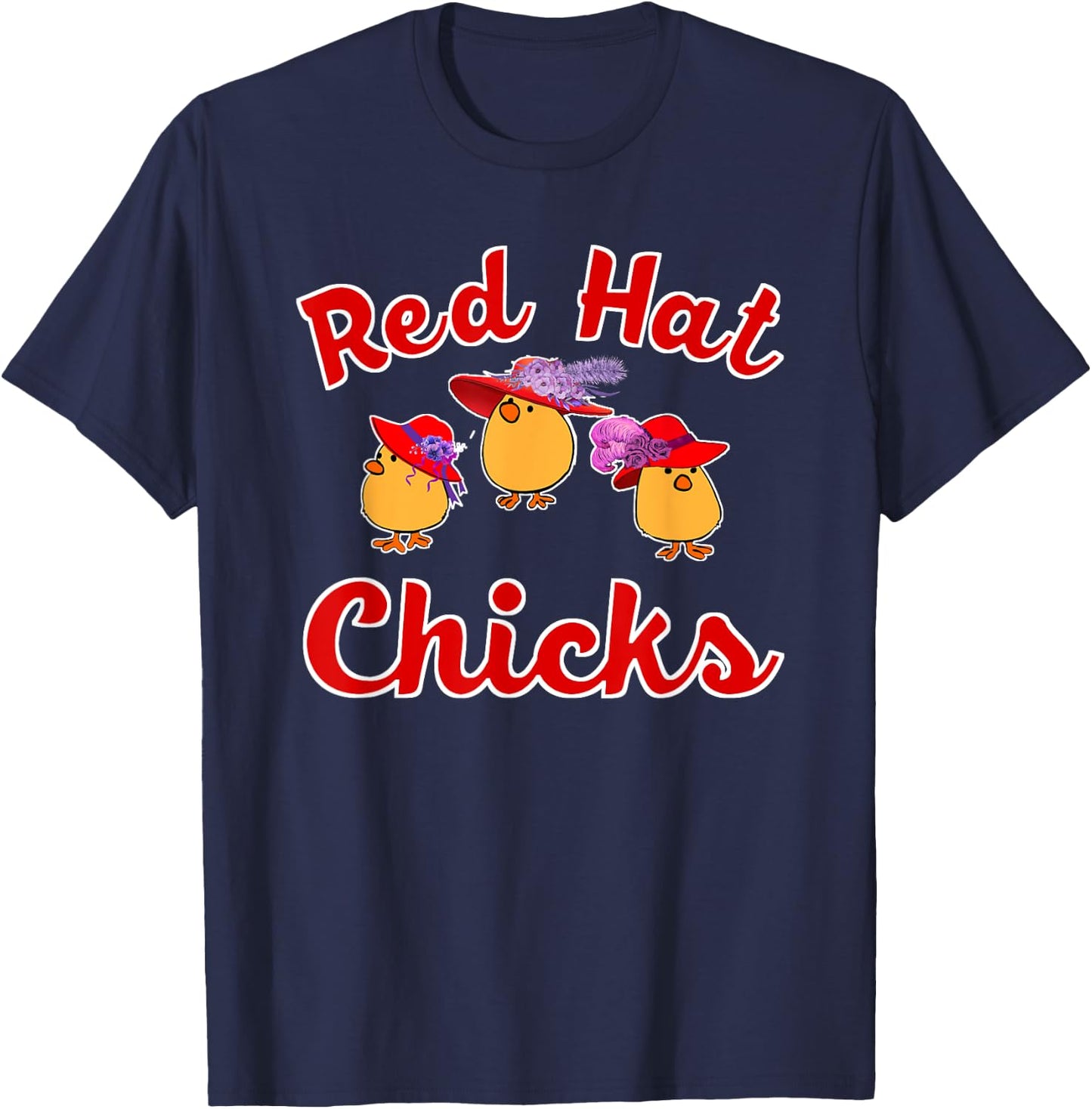 Cute Red Hat Ladies Chicks Gift T-Shirt - T-Shirt | Navy
