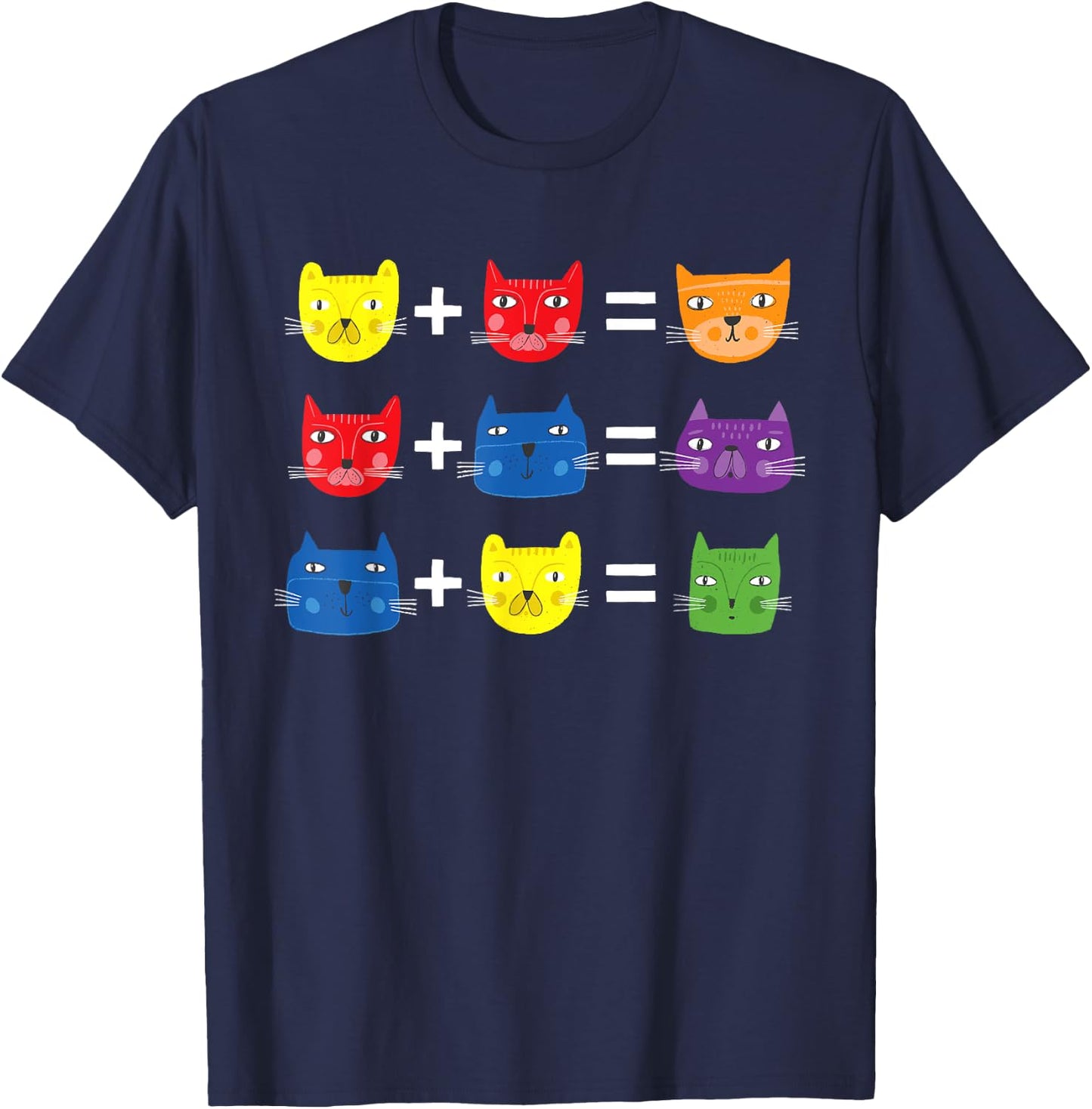 Cat Themed Color Theory Educational Art Teacher Artist T-Shirt - T-Shirt | Navy