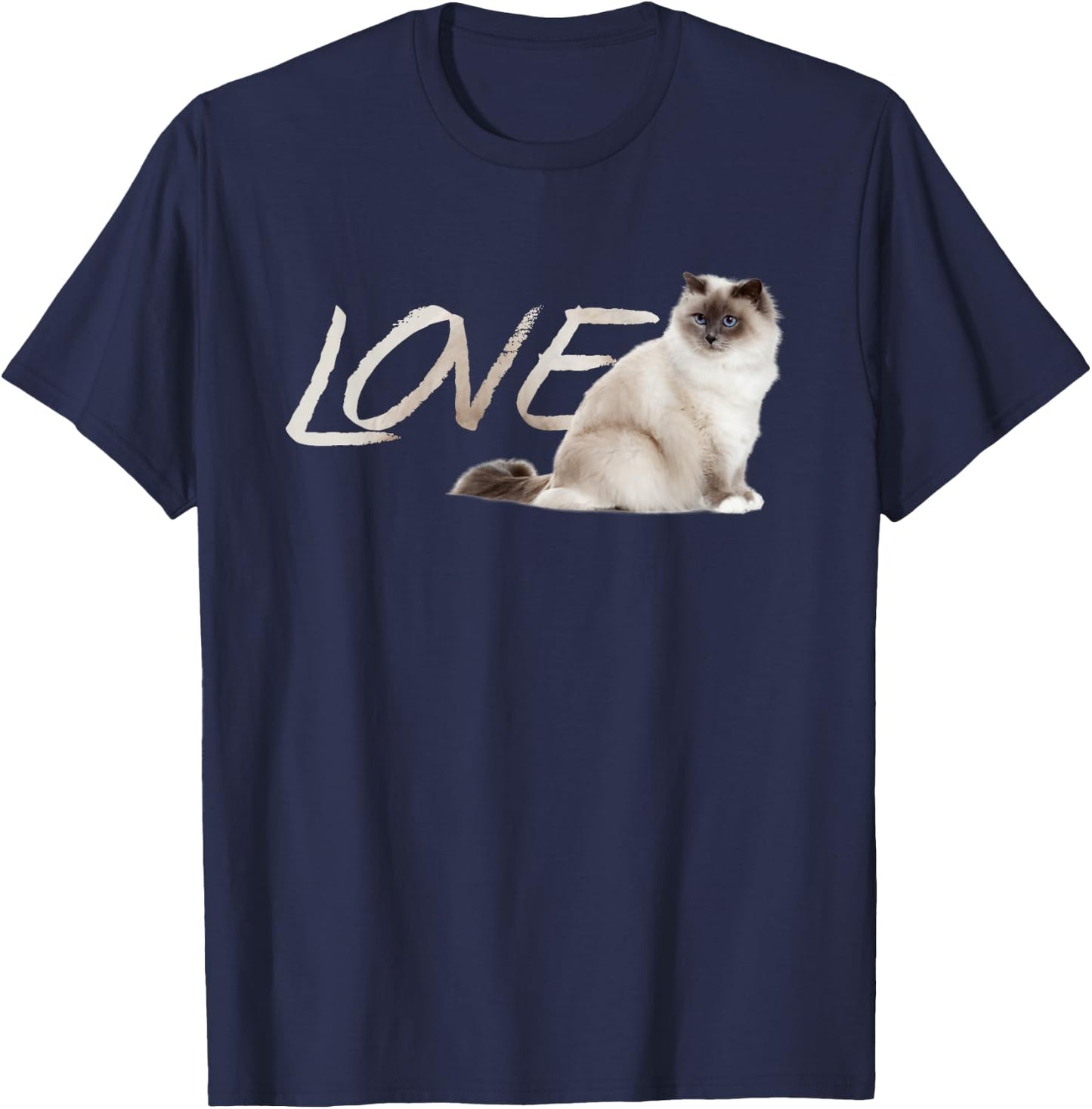 Himalayan Birman Ragdoll Snowshoe LOVE Kitten T-Shirt - T-Shirt | Navy