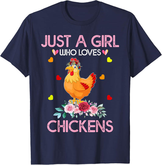 Chicken Kids Just A Girl Who Loves Chickens T-Shirt - T-Shirt | Navy