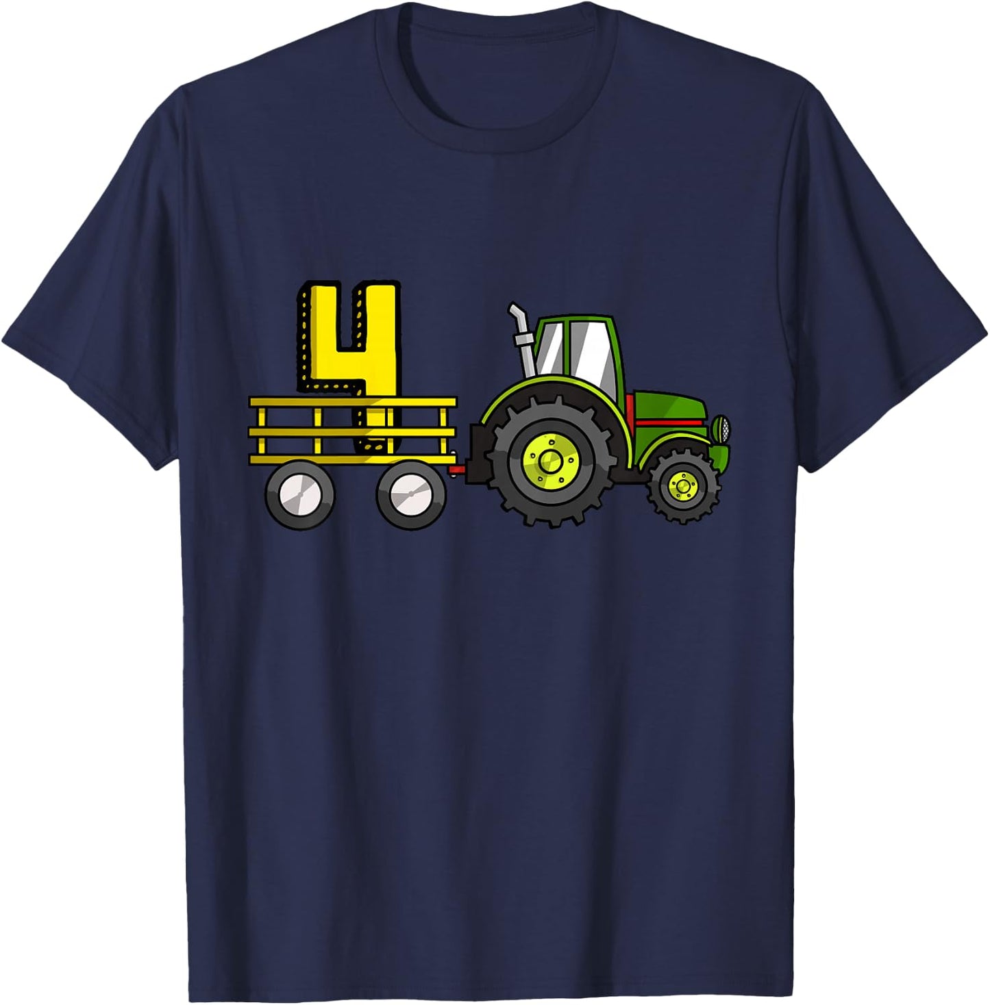 Kids Farm 4 Year Old Barnyard Boys 4th Birthday Tractor T-Shirt - T-Shirt | Navy