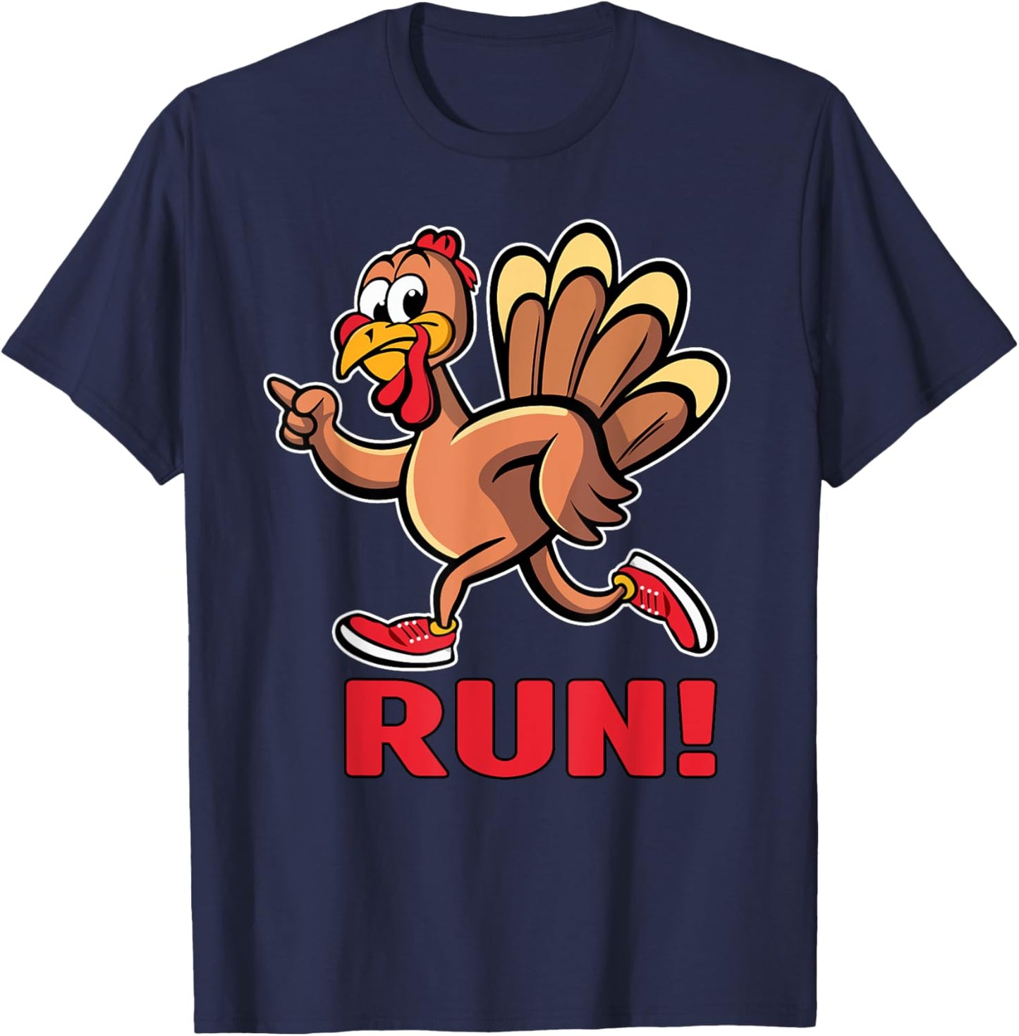 Funny Turkey Trot Run Thanksgiving Turkey Running Kids Adult T-Shirt - T-Shirt | Navy