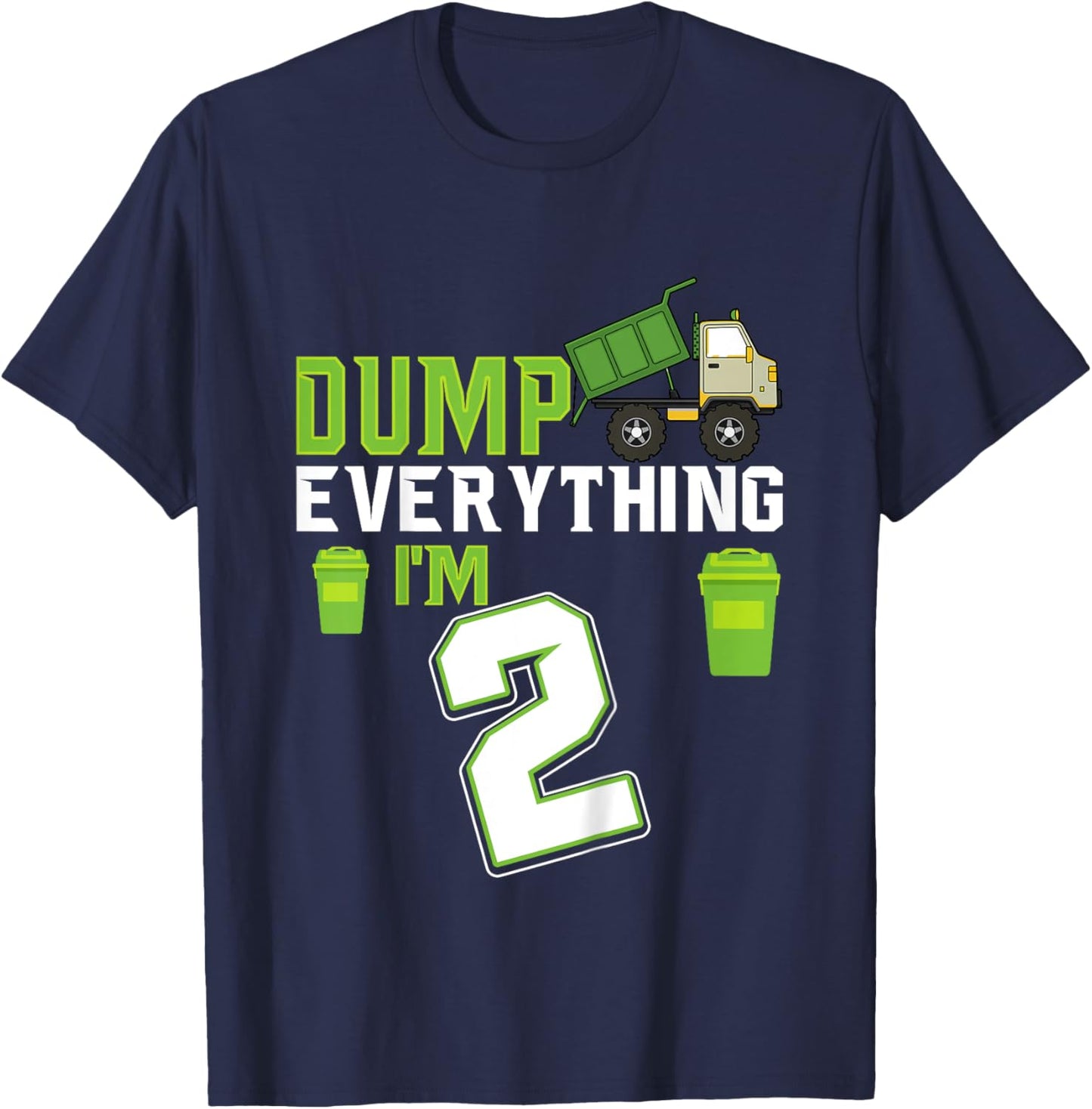 Kids Recycling Trash 2 Year Old Garbage Truck 2nd Birthday Boy T-Shirt - T-Shirt | Navy