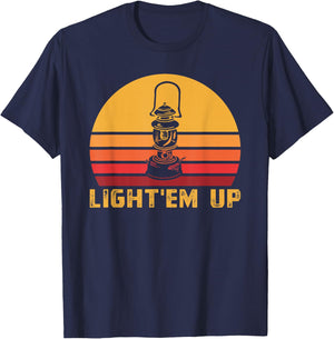 Eighties Camping Light Them Lantern T-Shirt - T-Shirt | Navy