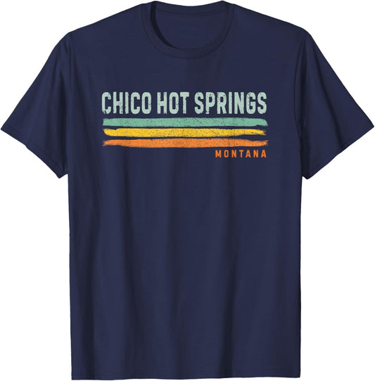 Vintage Stripes Chico Hot Springs MT T-Shirt - T-Shirt | Navy